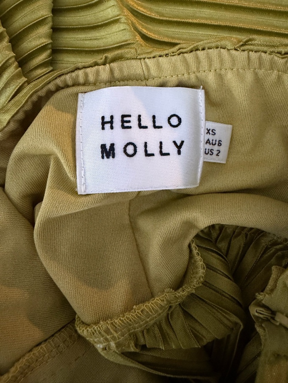 Hello Molly Olive Green Strapless Pleated Midi Dress - Picture 7 of 7